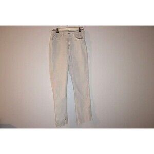 Zara cream tan jean pants, intentionally distressed fashion detail